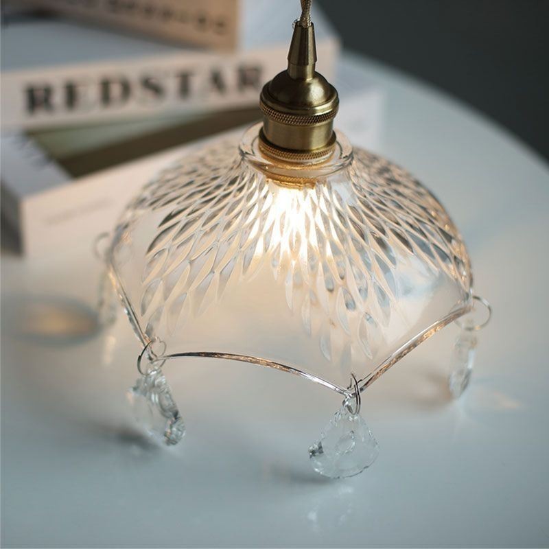 Lampada a sospensione moderna minimalista in vetro, 1 luce, attacco E26/E27, 22×20 cm