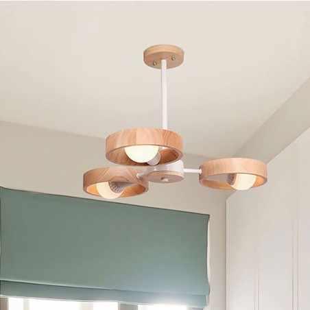 Lampada a sospensione nordica in legno con 3/5/6/8 luci E26/E27