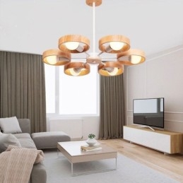 Lampada a sospensione nordica in legno con 3/5/6/8 luci E26/E27