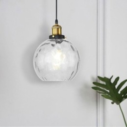 Lampada a sospensione in vetro rotonda con motivo ad acqua
