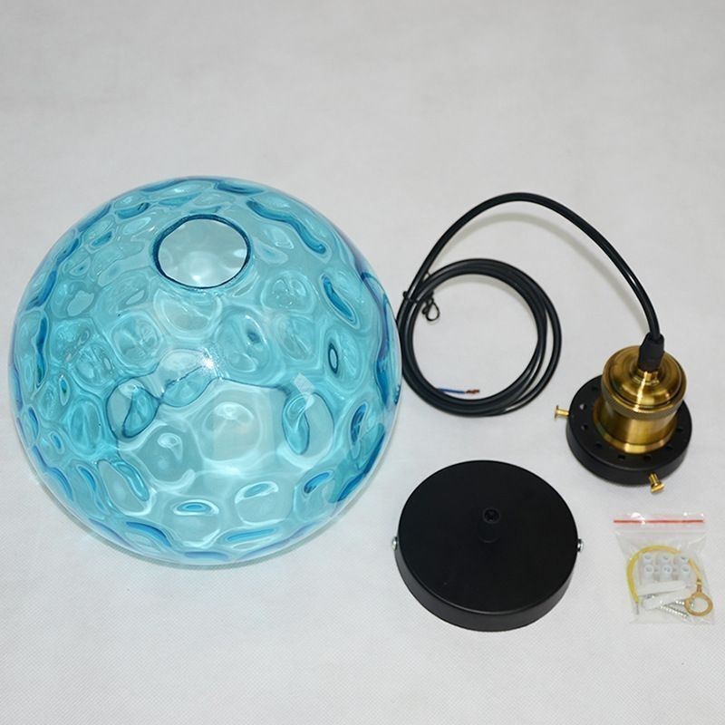 Lampada a sospensione in vetro rotonda con motivo ad acqua