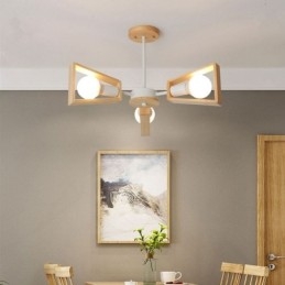 Lampadario a sospensione moderno a ventaglio in legno