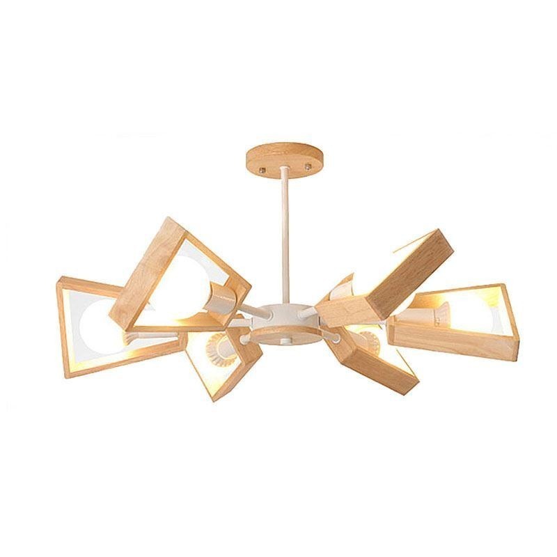 Lampadario a sospensione moderno a ventaglio in legno