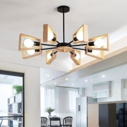 Lampadario a sospensione moderno a ventaglio in legno