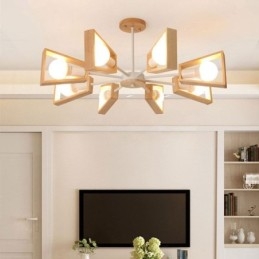 Lampadario a sospensione moderno a ventaglio in legno