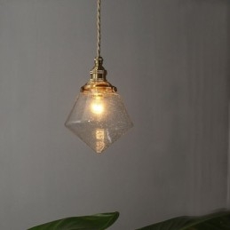 Lampada a sospensione in vetro a forma di diamante, effetto bolle, 1 luce, E12/E14