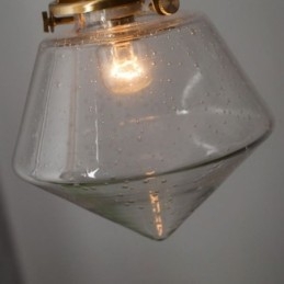 Lampada a sospensione in vetro a forma di diamante, effetto bolle, 1 luce, E12/E14