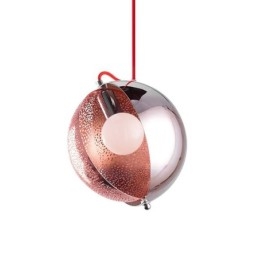 Lampada a sospensione moderna oro rosa con paralume in vetro semicircolare D25x100 cm