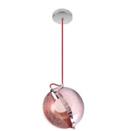 Lampada a sospensione moderna oro rosa con paralume in vetro semicircolare D25x100 cm