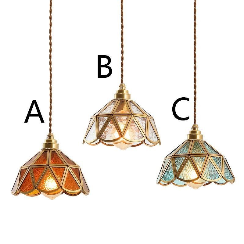 Lampada a sospensione retrò in vetro stile giapponese, attacco E26/E27, 15 × 20 cm