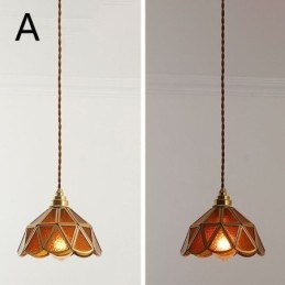 Lampada a sospensione retrò in vetro stile giapponese, attacco E26/E27, 15 × 20 cm