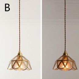 Lampada a sospensione retrò in vetro stile giapponese, attacco E26/E27, 15 × 20 cm