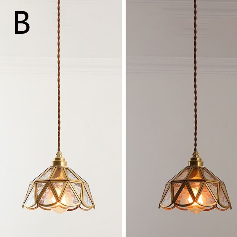 Lampada a sospensione retrò in vetro stile giapponese, attacco E26/E27, 15 × 20 cm