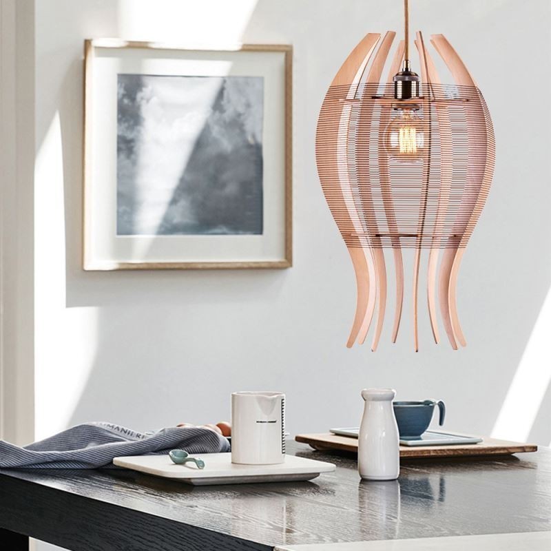 Lampada a sospensione nordica fai da te a forma di pesce in legno