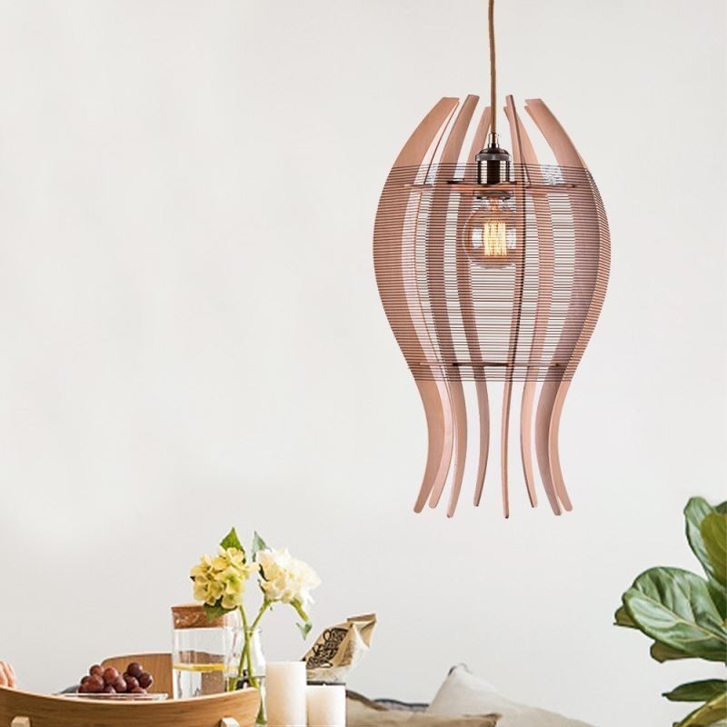 Lampada a sospensione nordica fai da te a forma di pesce in legno