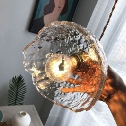 Lampada a sospensione in ottone e vetro martellato 20×17 cm