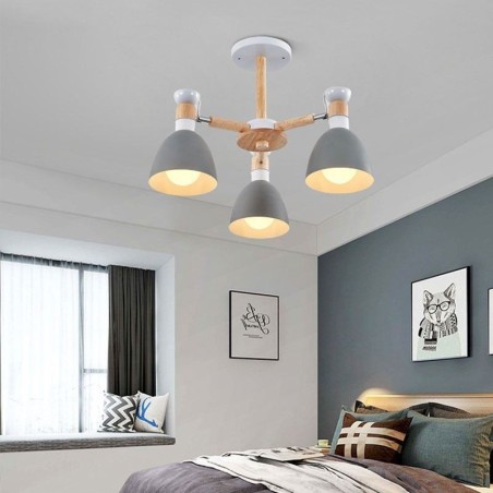 Lampada a sospensione in legno stile nordico macaron