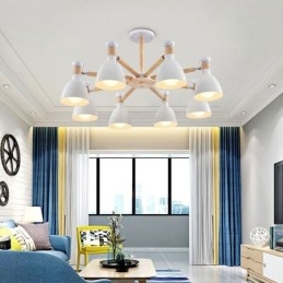 Lampada a sospensione in legno stile nordico macaron