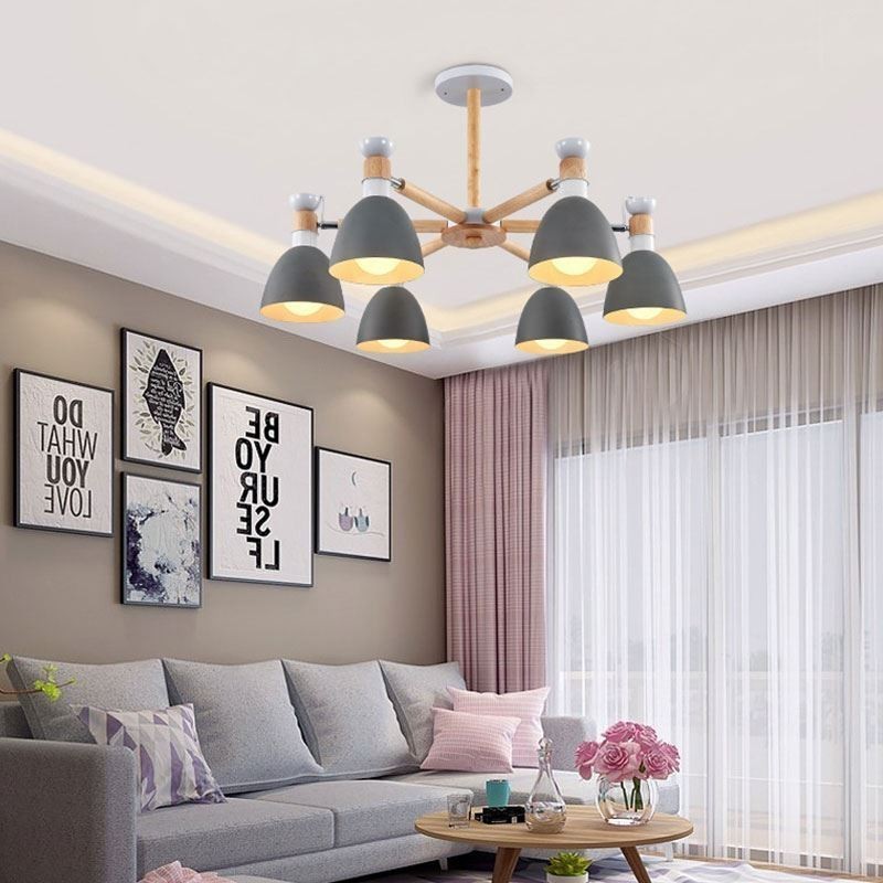 Lampada a sospensione in legno stile nordico macaron