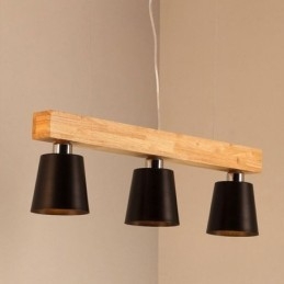 Lampada a sospensione nordica in legno e ferro, 3/5 luci, E26/E27