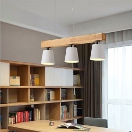 Lampada a sospensione nordica in legno e ferro, 3/5 luci, E26/E27