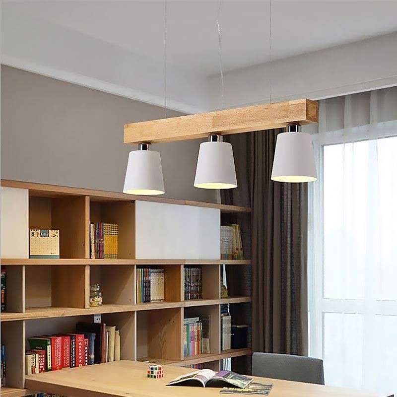 Lampada a sospensione nordica in legno e ferro, 3/5 luci, E26/E27