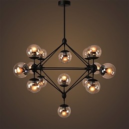 Lampadario retrò 15 luci in vetro nero