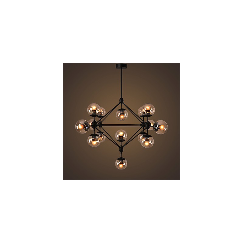 Lampadario retrò 15 luci in vetro nero
