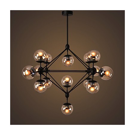Lampadario retrò 15 luci in vetro nero
