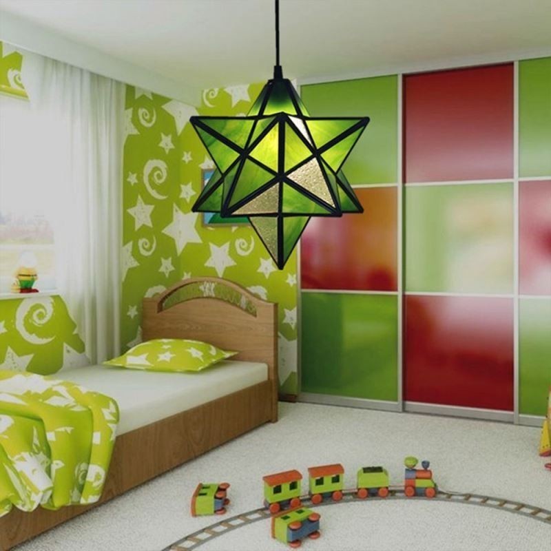 Lampada a sospensione in vetro colorato a forma di stella