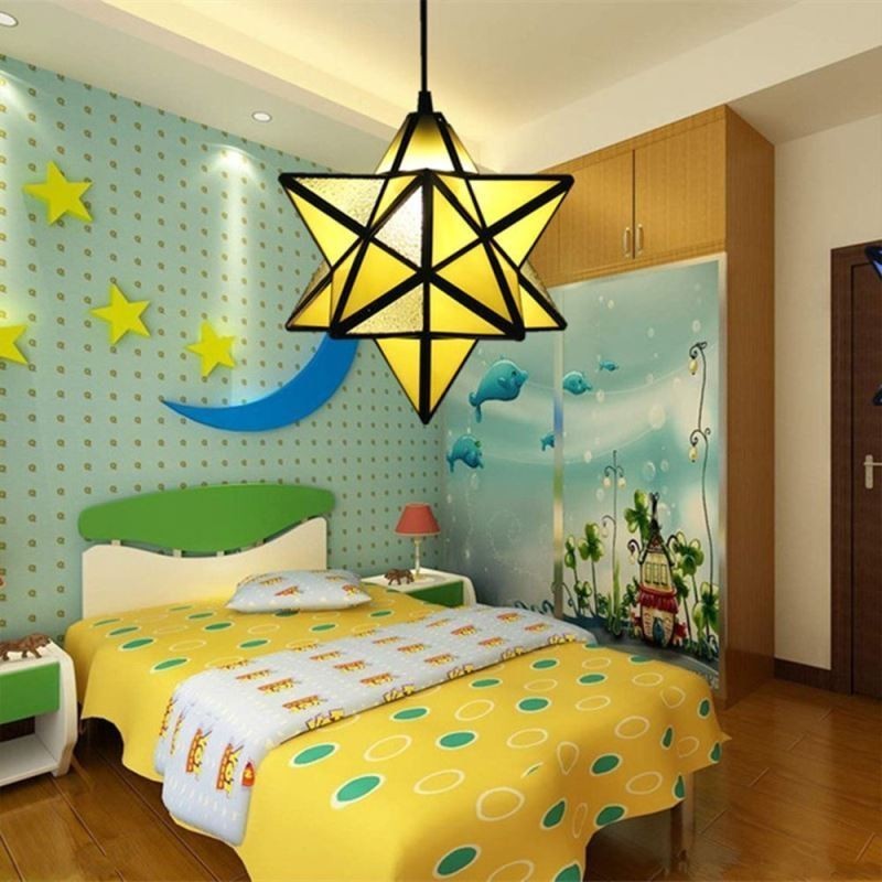 Lampada a sospensione in vetro colorato a forma di stella