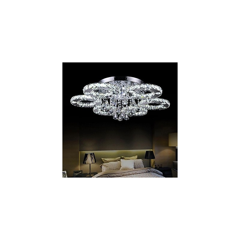 Lampadario a filo moderno contemporaneo in cristallo e metallo cromato 80 cm LED integrato