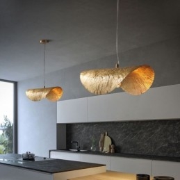 Lampada a sospensione in ottone a foglia di loto, moderna, E12/E14, 1 luce