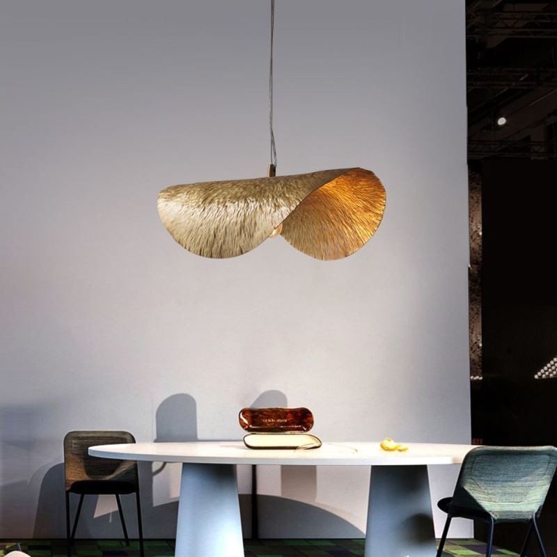 Lampada a sospensione in ottone a foglia di loto, moderna, E12/E14, 1 luce