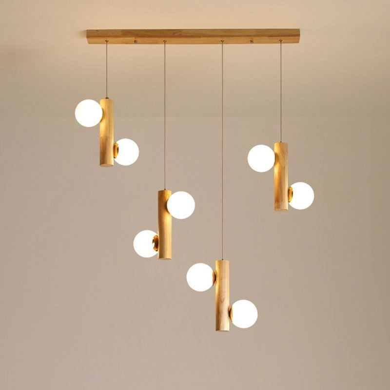 Lampada a sospensione in legno Magic Bean Cluster per isola cucina