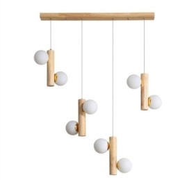 Lampada a sospensione in legno Magic Bean Cluster per isola cucina