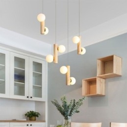 Lampada a sospensione in legno Magic Bean Cluster per isola cucina