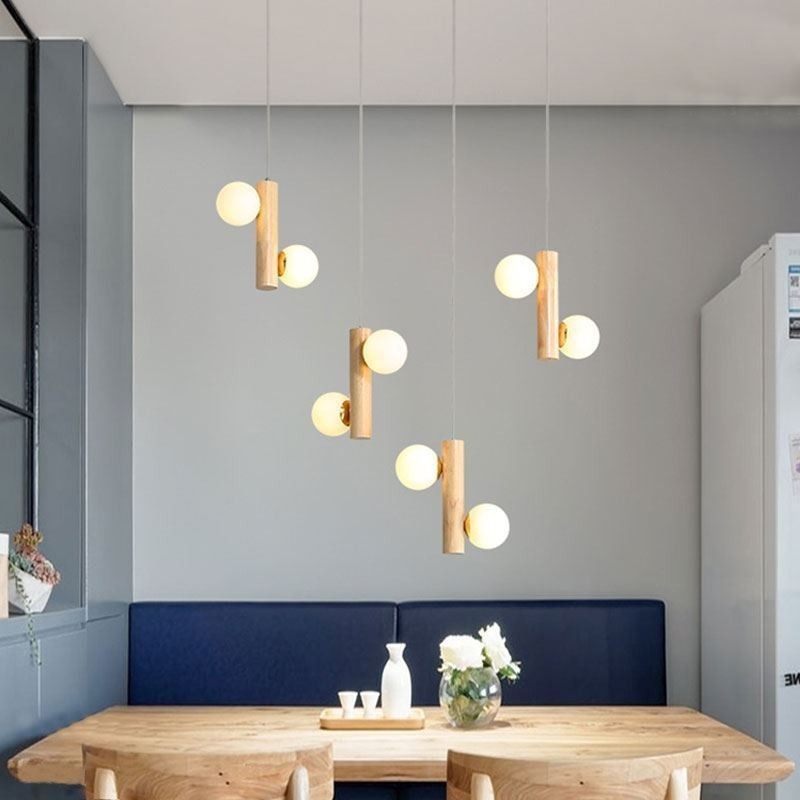 Lampada a sospensione in legno Magic Bean Cluster per isola cucina
