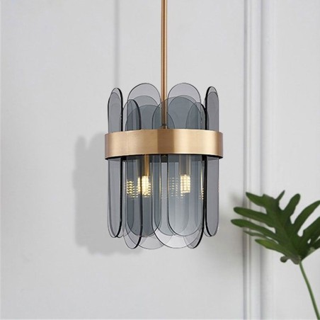 Lampada a sospensione moderna in vetro 4 luci 12W con cavo regolabile