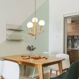 Lampada a sospensione nordica in legno e vetro 3/6 luci E26/E27 cavo 130 cm