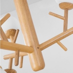 Lampada a sospensione nordica in legno e vetro 3/6 luci E26/E27 cavo 130 cm