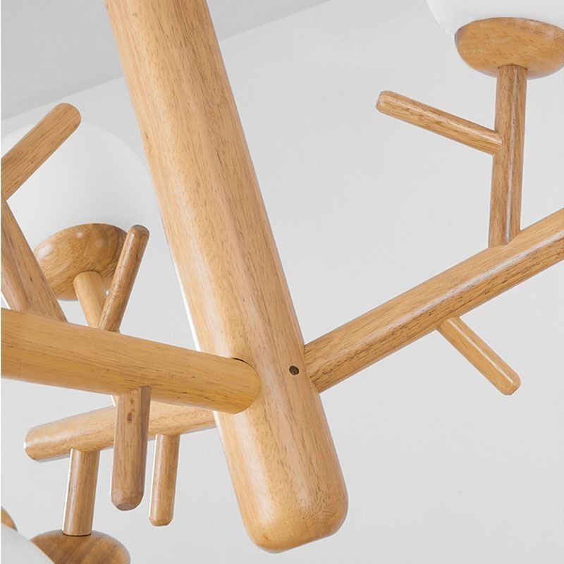 Lampada a sospensione nordica in legno e vetro 3/6 luci E26/E27 cavo 130 cm