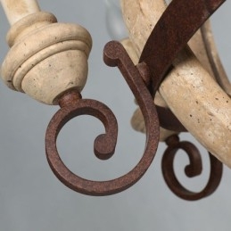 Lampada a sospensione retrò nordica in legno e ferro, 6 luci E12/E14, 69x76 cm