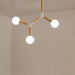 Lampada a sospensione Nordic Magic Bean in legno e vetro, 3/5/6/8 luci