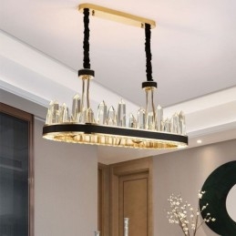 Lampada a sospensione in cristallo moderna, lampada da soffitto LED 70 W, 5600 lm, 1 luce