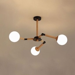 Lampada a sospensione Nordic Bean in legno e vetro