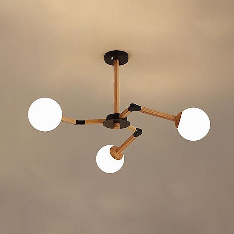 Lampada a sospensione Nordic Bean in legno e vetro