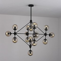 Lampadario retrò 15 luci in vetro nero
