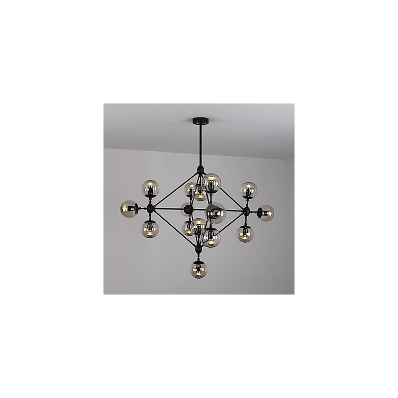 Lampadario retrò 15 luci in vetro nero
