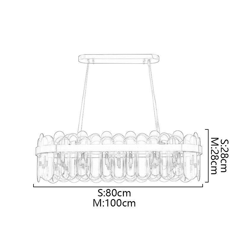 Lampada a sospensione rettangolare in vetro minimalista